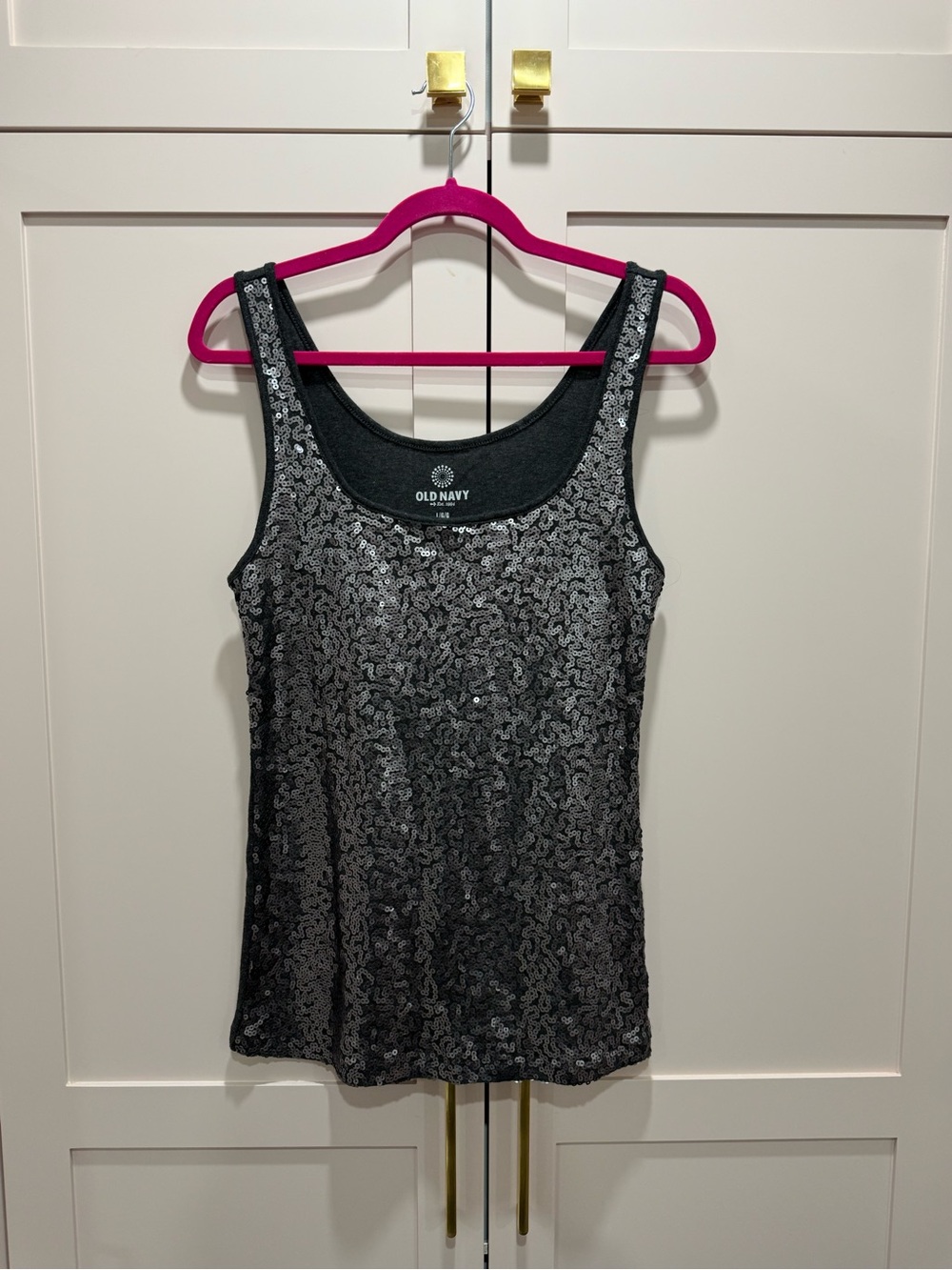 Old Navy Black Sequin Scoop Neck Tank